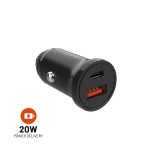 Cargador de coche usb-c fijo usb 20w, negro