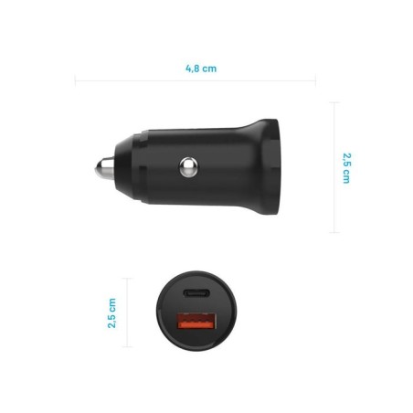 Cargador de coche usb-c fijo usb 20w, negro