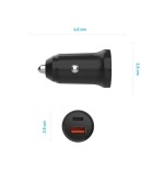 Cargador de coche usb-c fijo usb 20w, negro