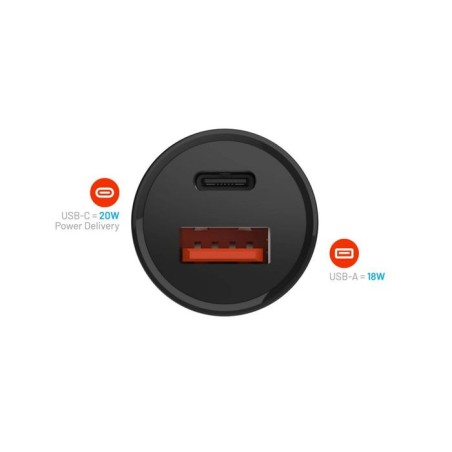 Cargador de coche usb-c fijo usb 20w, negro