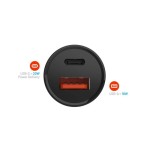 Cargador de coche usb-c fijo usb 20w, negro