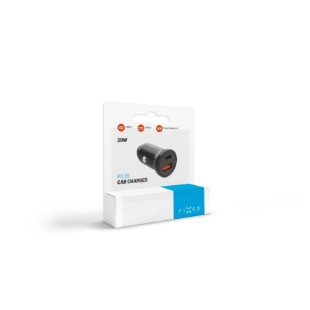 Cargador de coche usb-c fijo usb 20w, negro