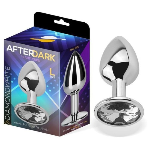 Plug anal con joya color blanco diamante talla l aluminio