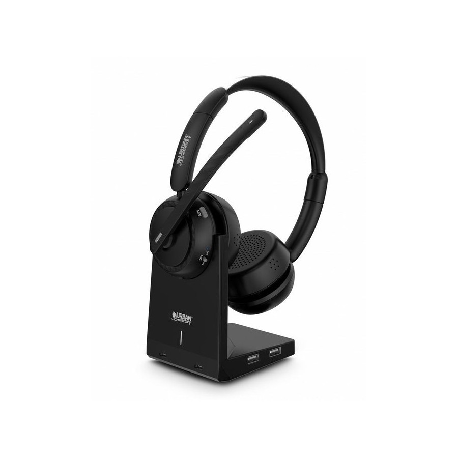 Auriculares urban factory movee max inalámbrico  usb tipo a bluetooth base de carga negro