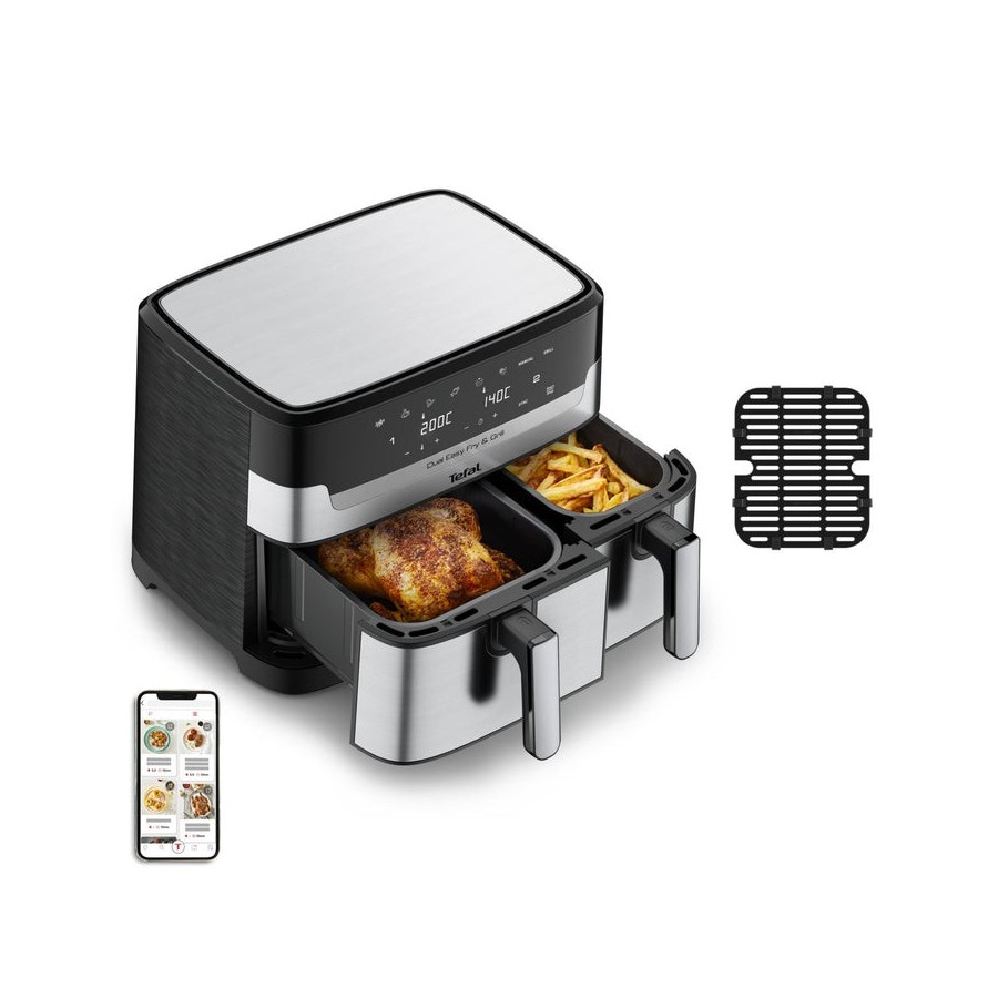 Freidora tefal ey905d de aire caliente acero fino/negro
