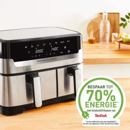 Freidora tefal ey905d de aire caliente acero fino/negro