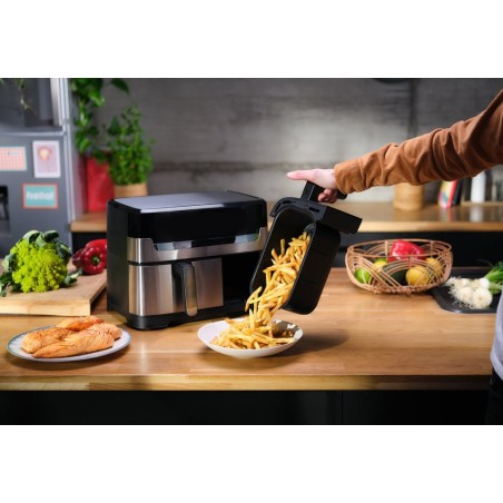 Freidora tefal ey905d de aire caliente acero fino/negro