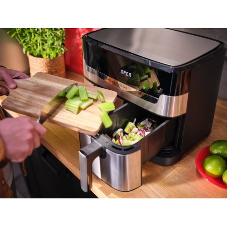 Freidora tefal ey905d de aire caliente acero fino/negro