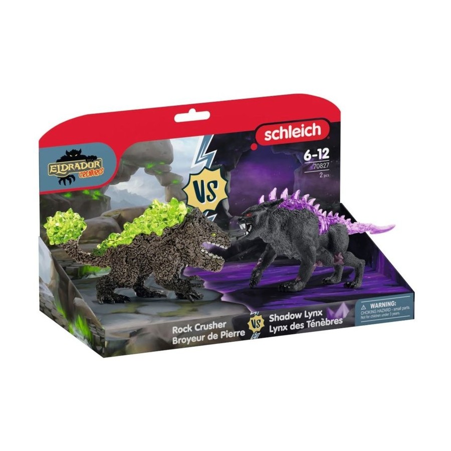 Schleich eldrador creatures shadow lynx vs rock breaker, figura de juguete 70827