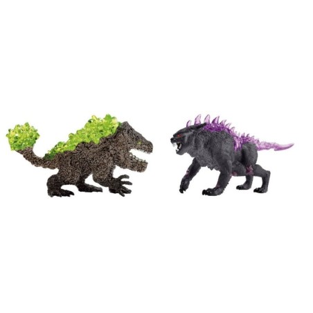 Schleich eldrador creatures shadow lynx vs rock breaker, figura de juguete 70827