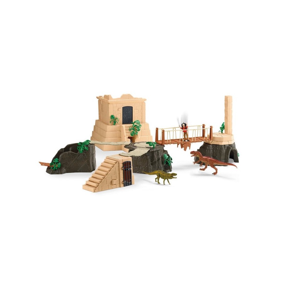 Schleich dinosaurs dino temple conquest mega set, figura de juguete 42656