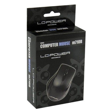 Lc power lc-m710b, ratón usb óptico, 800 ppp, negro
