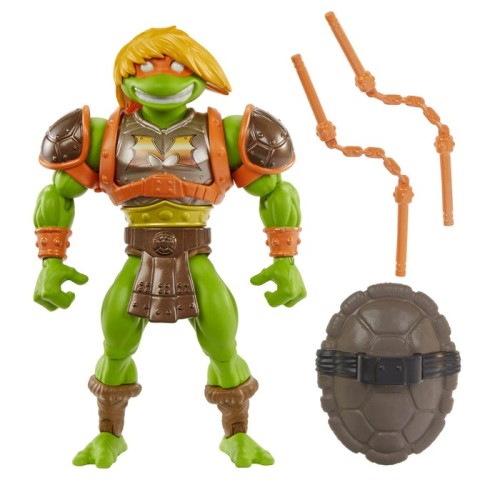 Figura de juguete mattel masters of the universe origins turtles of grayskull michelangelo hth13