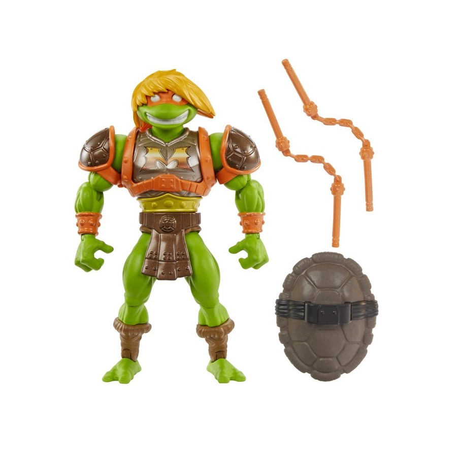 Figura de juguete mattel masters of the universe origins turtles of grayskull michelangelo hth13