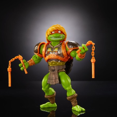 Figura de juguete mattel masters of the universe origins turtles of grayskull michelangelo hth13