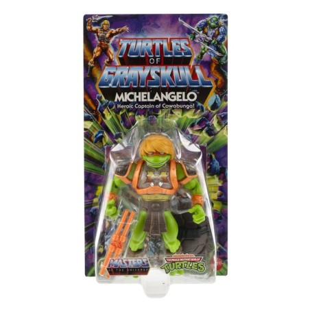 Figura de juguete mattel masters of the universe origins turtles of grayskull michelangelo hth13