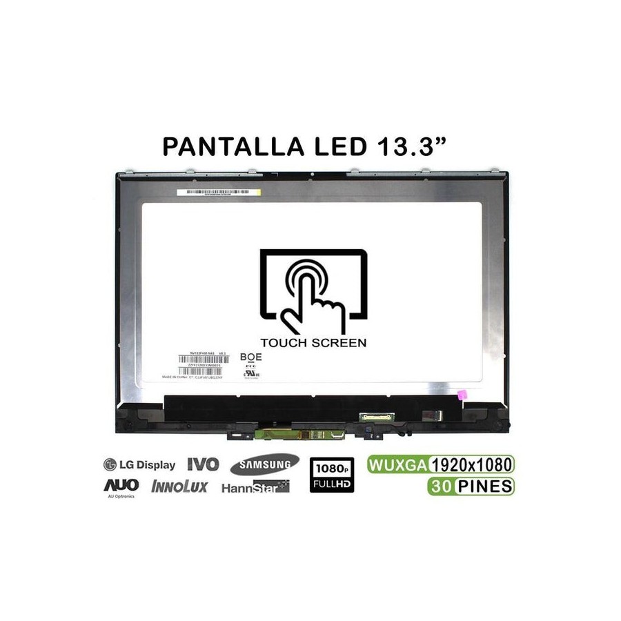 Pantalla con táctil y marco de 13.3" para portátil lenovo yoga 720 13ikb fhd m133nwf4 r0