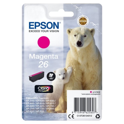 Tinta original epson t2613 26 magenta para expression premium xp-600, xp-605, xp-700, xp-800