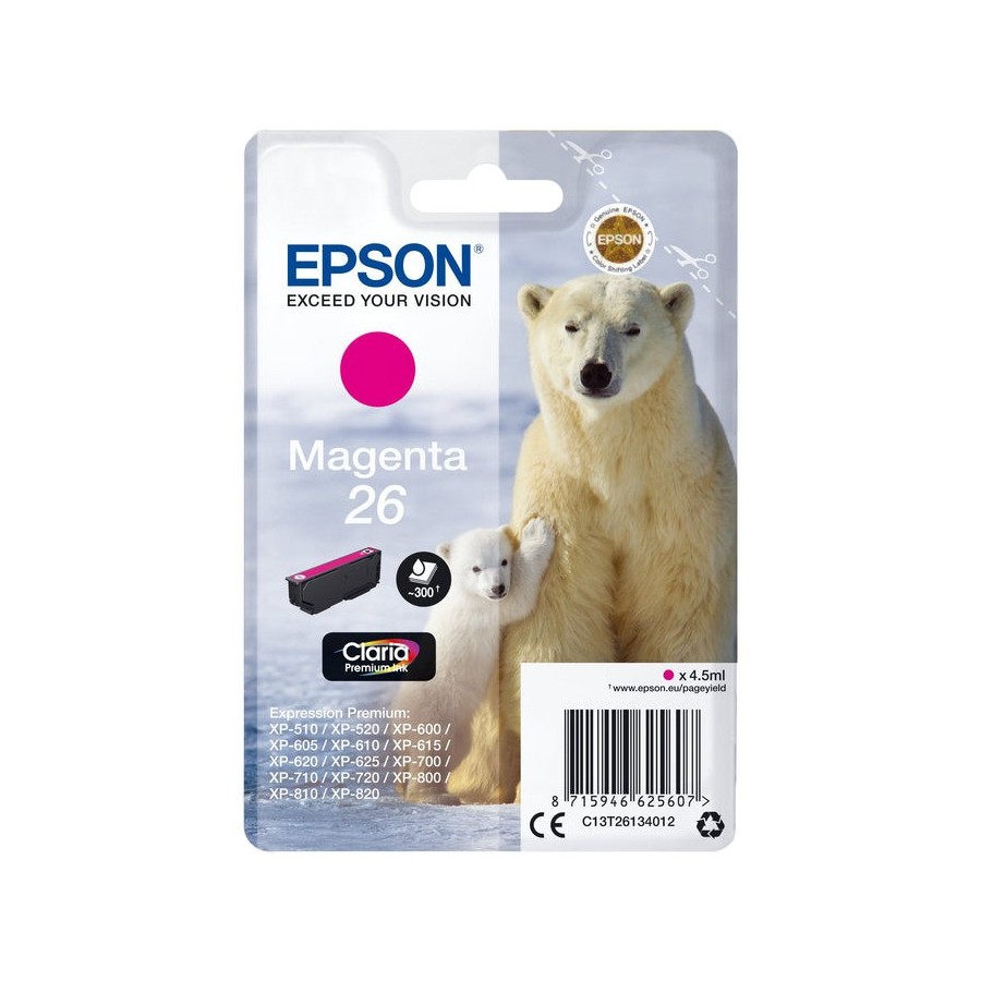 Tinta original epson t2613 26 magenta para expression premium xp-600, xp-605, xp-700, xp-800
