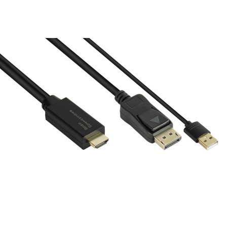 Alcasa hdmi-dp020 adaptador de cable de vídeo 2 m hdmi tipo a (estándar) displayport negro