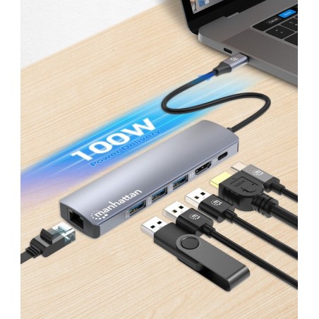 Manhattan 6-in-1 4k usb-c dockingmation 1xhdmi 3xusb 5 gb s
