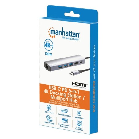 Manhattan 6-in-1 4k usb-c dockingmation 1xhdmi 3xusb 5 gb s