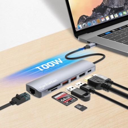 Manhattan 7-in-1 4k usb-c dockingmation 1xhdmi 2xusb 10gb s
