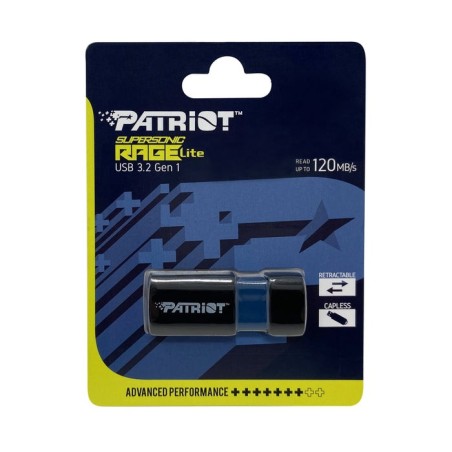 Memoria usb patriot rage lite 1tb 120mb/s usb 3.2 retráctil negro (pef1tbrlb32u)