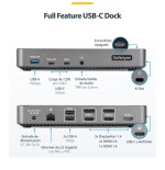 Startech.com usb-c triple monitor docking station - hdmi/dp triple 4k usb-c dock - 5x usb hub - gbe - 100w pd - universa