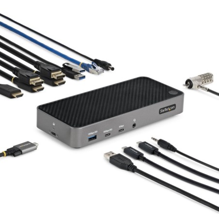Startech.com usb-c triple monitor docking station - hdmi/dp triple 4k usb-c dock - 5x usb hub - gbe - 100w pd - universa