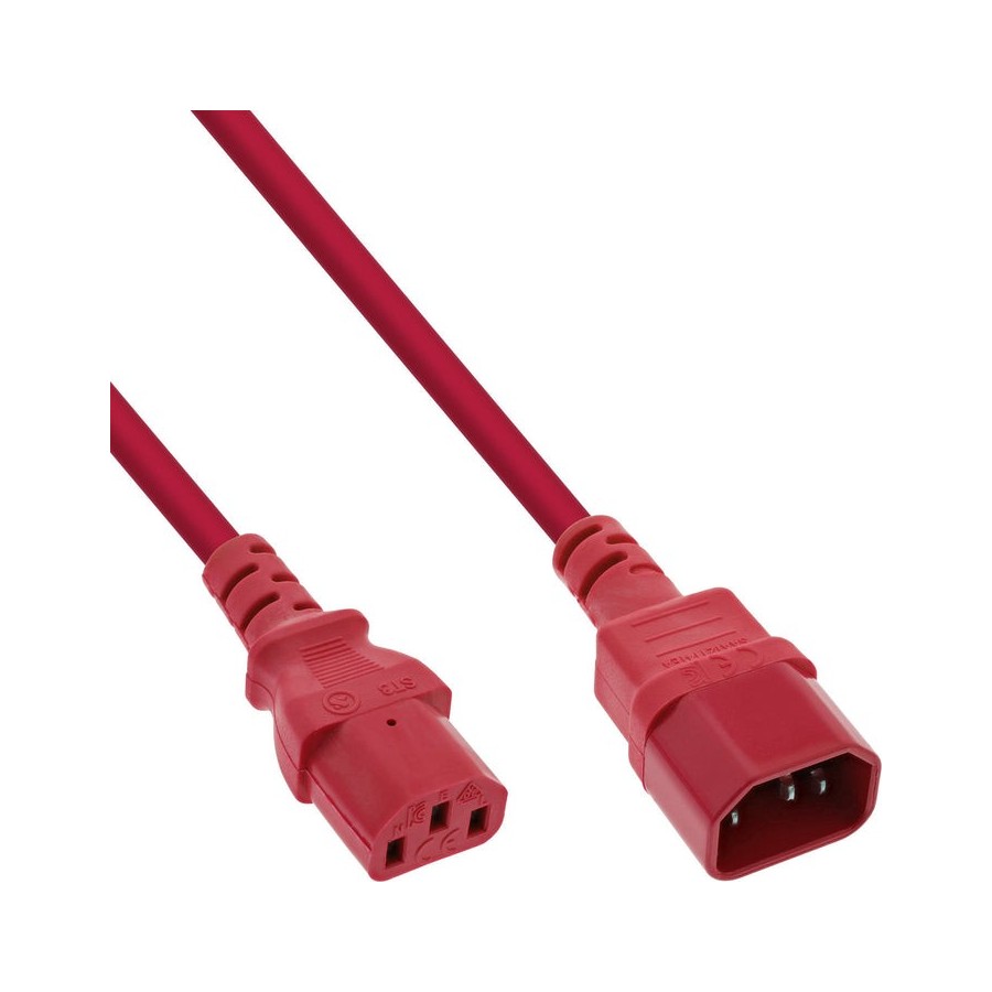 Inline® cold device extension, c13 / c14, rojo, 2m