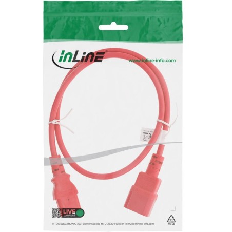 Inline® cold device extension, c13 / c14, rojo, 2m