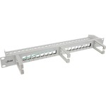Inline® 16-way patch panel, keystone empty panel with 3 brackets, 19", 1u gris