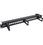 Inline® 16-way patch panel, keystone empty panel with 3 brackets, 19", 1u negro