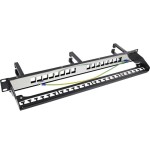 Inline® 16-way patch panel, keystone empty panel with 3 brackets, 19", 1u negro