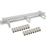 Inline® patch panel cat.6a 16-way, with 3 brackets, 16 keystones, 19", 1u, gris