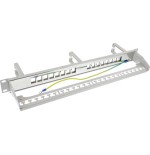 Inline® patch panel cat.6a 16-way, with 3 brackets, 16 keystones, 19", 1u, gris