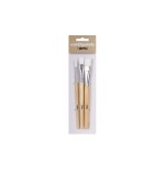 Apli pack de 3 de pinceles de madera para manualidades - cerdas de nylon - puntas redonda y plana - ideal para papeles