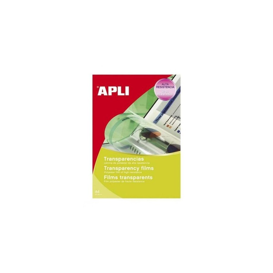 Apli transparencias de poliester a4 para impresoras inkjet - alta calidad de reproduccion - gran claridad - secado