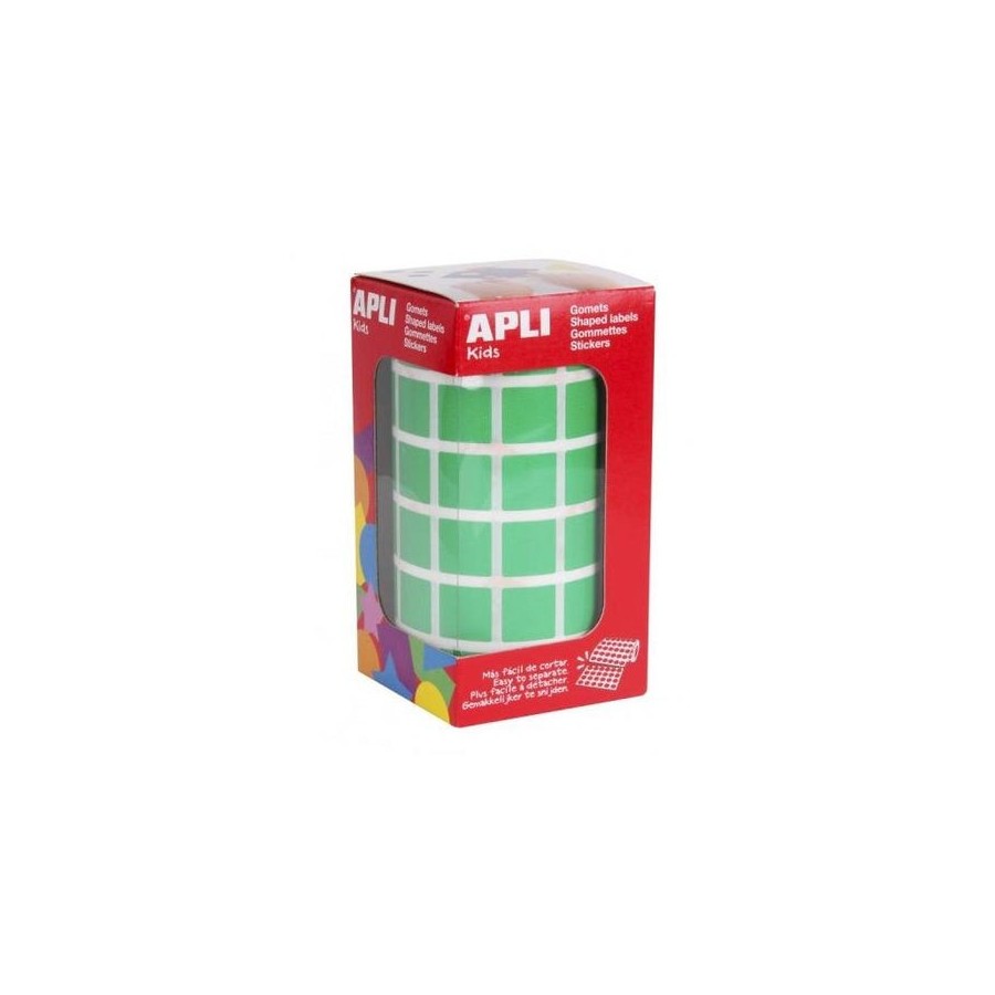 Apli rollo de gomets cuadrados - adhesivo permanente - 2.832 gomets - adhesivo base agua - libre de disolventes - color
