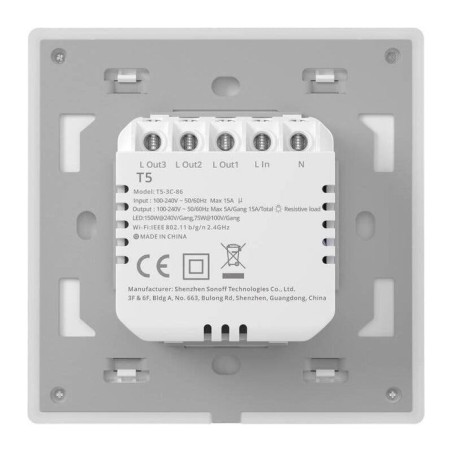Interruptor sonoff tx t5 3c 3 botones táctil blanco   inteligente de pared wi-fi