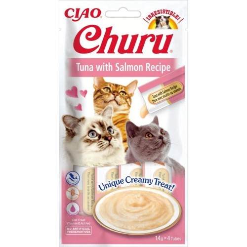 Golosina para gatos inaba churu atún con salmón  4x14 g