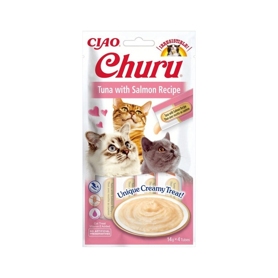 Golosina para gatos inaba churu atún con salmón  4x14 g