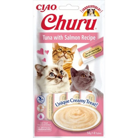 Golosina para gatos inaba churu atún con salmón  4x14 g