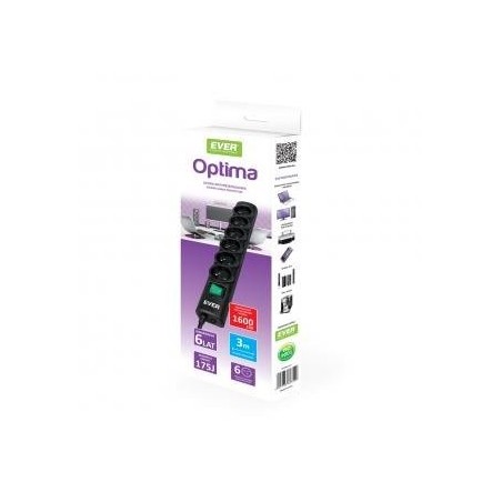 Ever optima 3m negro 6 tomas de ca 250 v