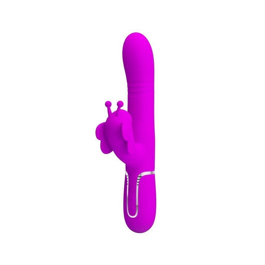 Pretty love - vibrador rabbit multifunción 4 en 1 mariposa fucsia