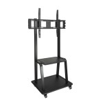 Tooq soporte de pantalla de suelo con ruedas 37"-100" - bloqueo de ruedas - dos estantes - peso max 150kg - vesa