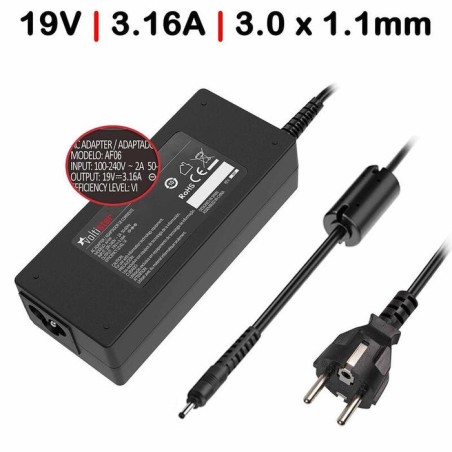 Cargador para portátil samsung 19v 3.16a 3.0x1.1 mm
