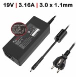 Cargador para portátil samsung 19v 3.16a 3.0x1.1 mm