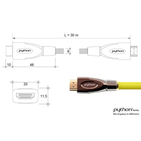 Cable  alcasa gc-m0035 hdmi 30 m hdmi tipo a (estándar) amarillo